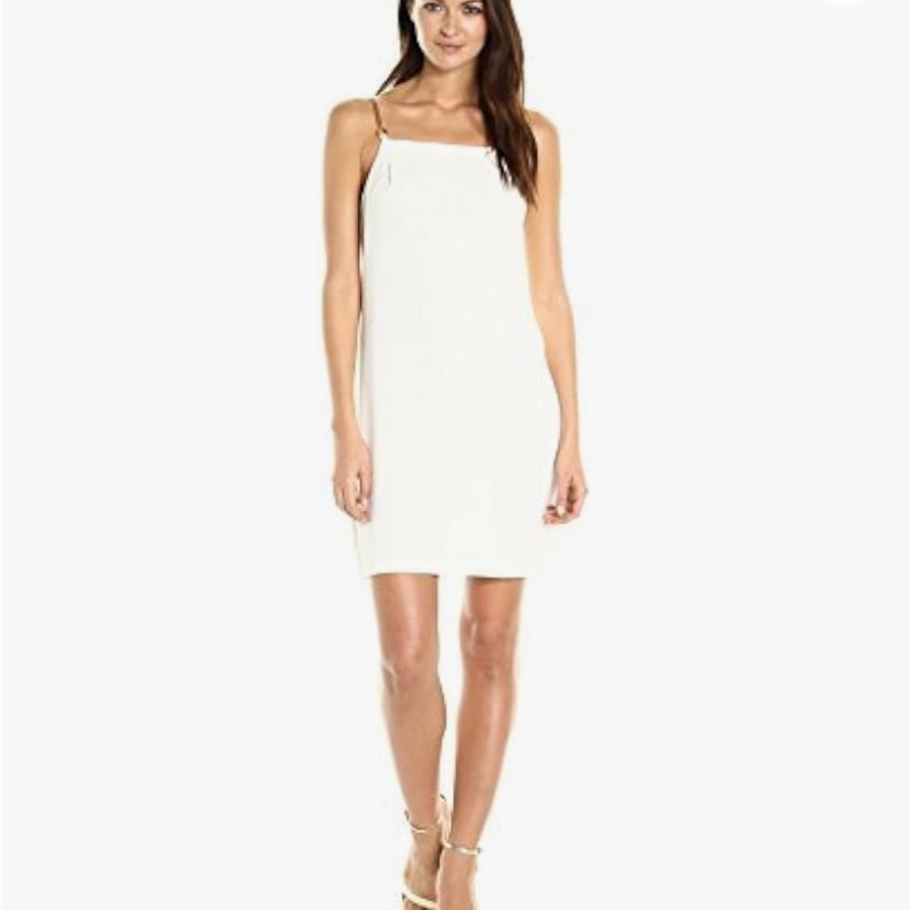 Trina Turk Benita Carmel Crepe Dress with Gold Chain Straps